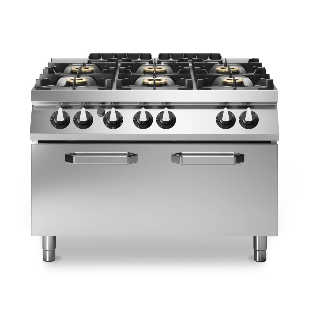 Al Tareeq kitchen Equipments Commercial 6-Burner Pressed Surface Range with Maxi Oven 1 6 burner gas oven