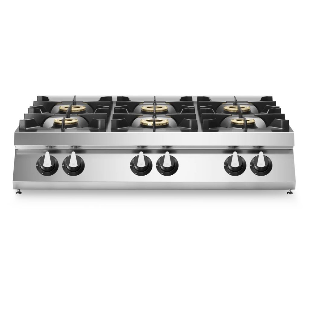 Al Tareeq kitchen Equipments 6-Burner Pressed Surface Gas Top Unit (R90) 1 Gas Range with Pressed Worktop, 6 Burners