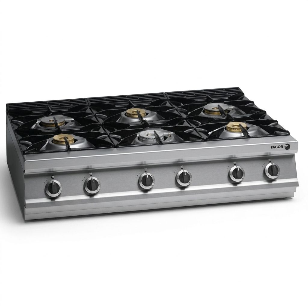 Al Tareeq kitchen Equipments 6 Burner Table Top Cooking Range 1 Fagor 6 Burner Countertop Gas Cooking Range